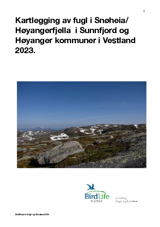 Kartlegging av fugl i Snøheia/ Høyangerfjella