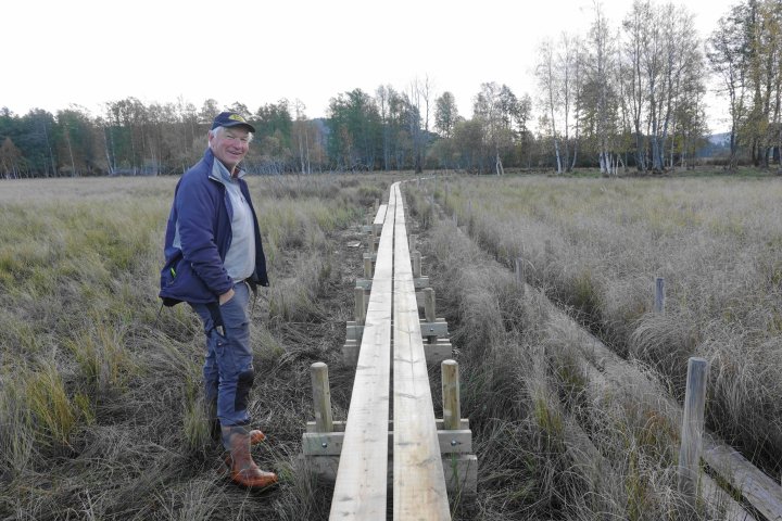 Edvard Lundteigen bygger ny klopp over Hegstadmyra