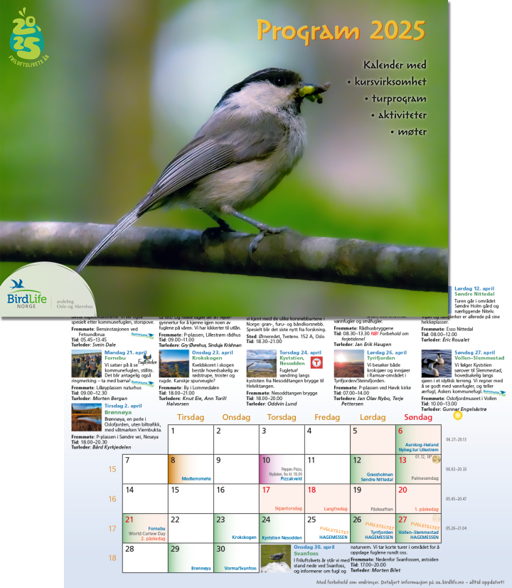 BirdLife OAs programkalender 2025